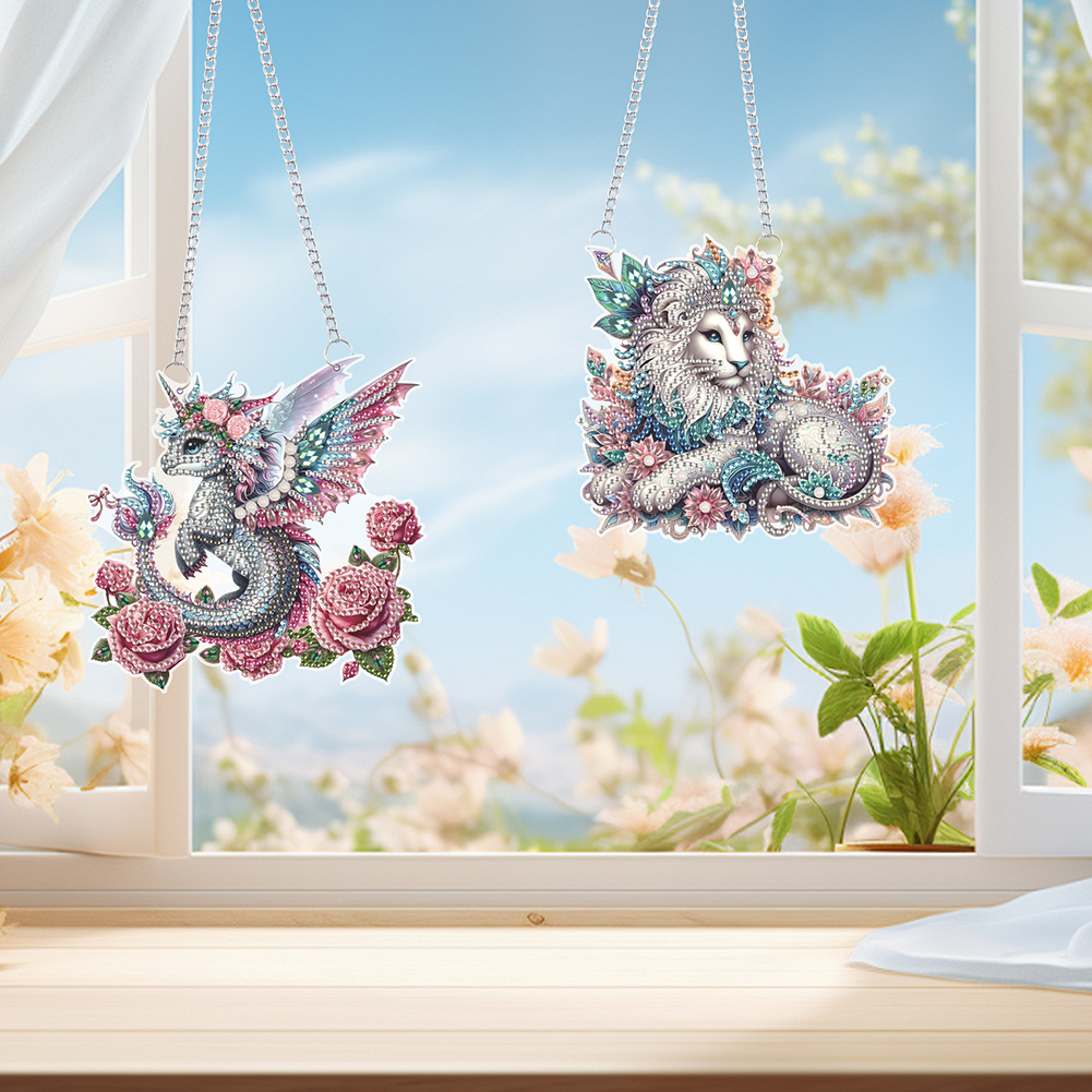 Resin Art Hanging - 2 Pezzi Pendenti per Finestre in
