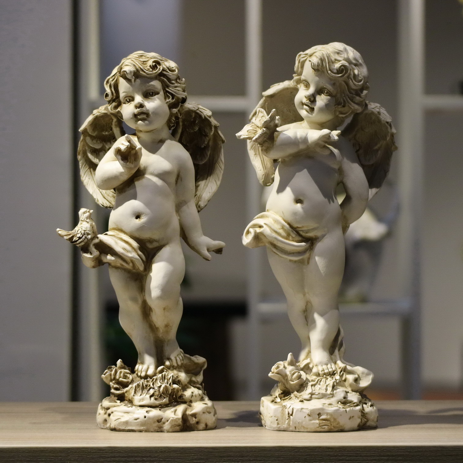 Resin Art Gift For Wedding - Statuetta d'Angelo in Resina Retrò 29cm,