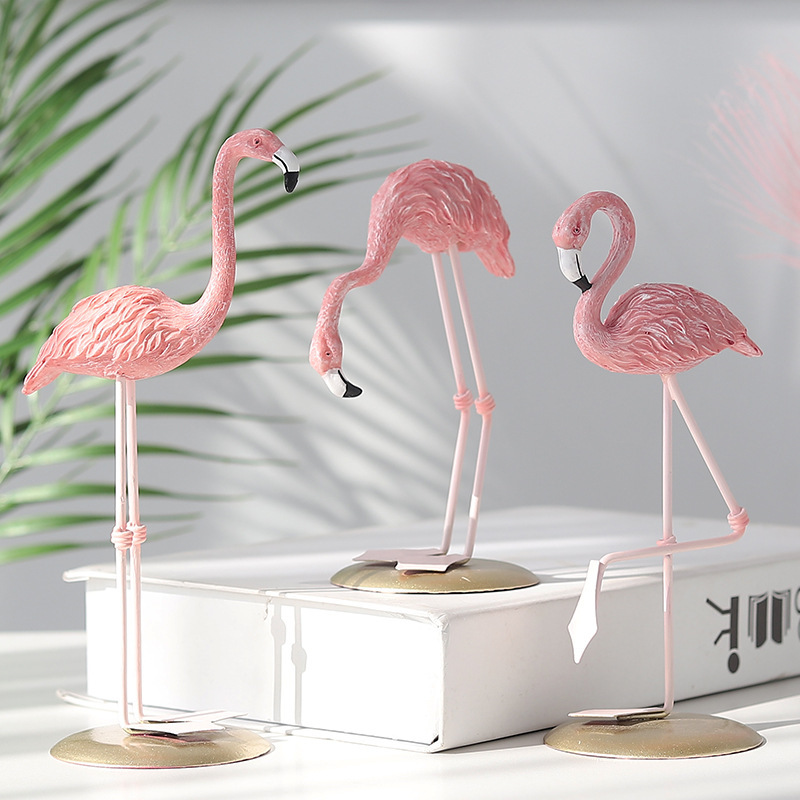 Resin Art Gift For Wedding - 3 Pezzi di Statuette di Fenicotteri