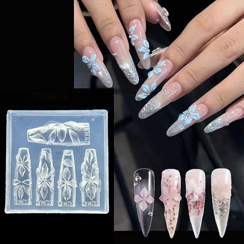 Resin Art Template - Stampo per unghie con fiori 3D