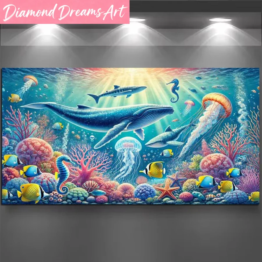 Resin Art Underwater - Quadro Senza Cornice, Animali Marini Delfini,