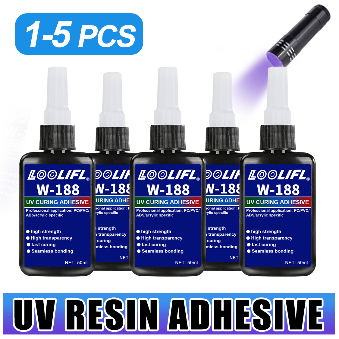 Resin Art Uv Light - LOOLIFL 188 Colla UV Forte 50ml,
