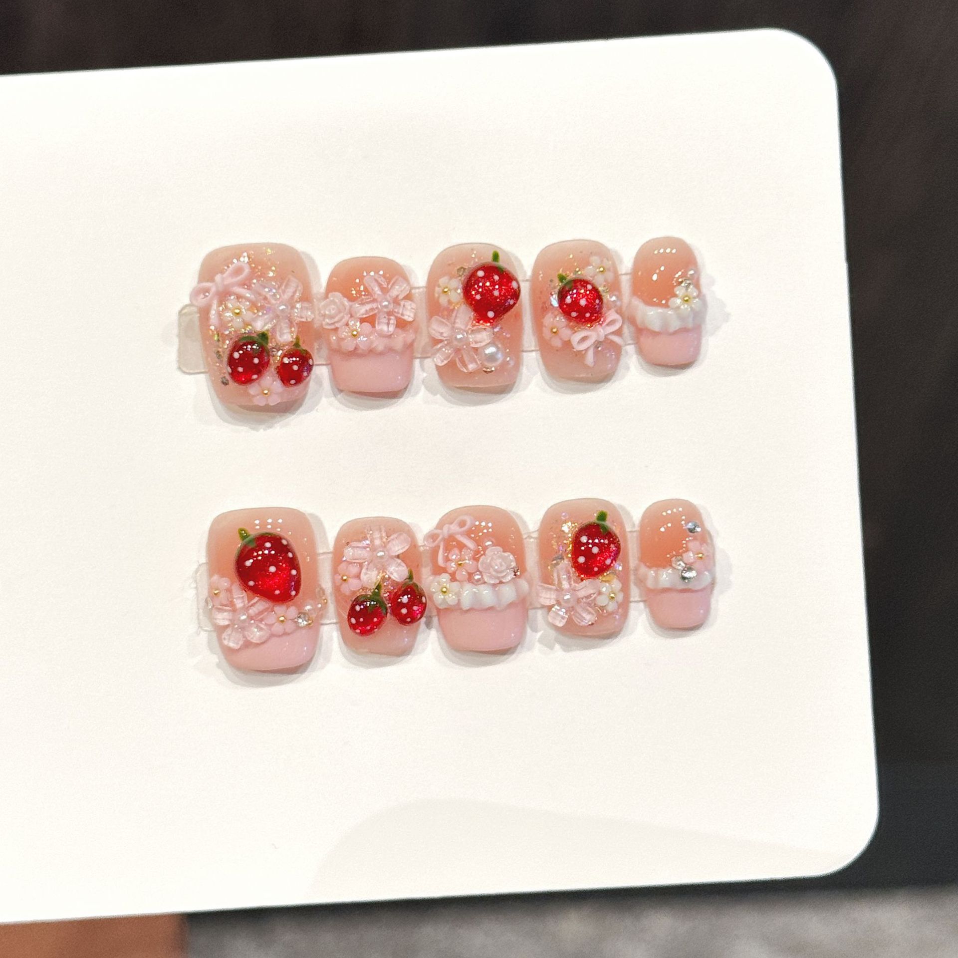 Resin Art Flower - 10 pezzi carino fragola rossa stampa