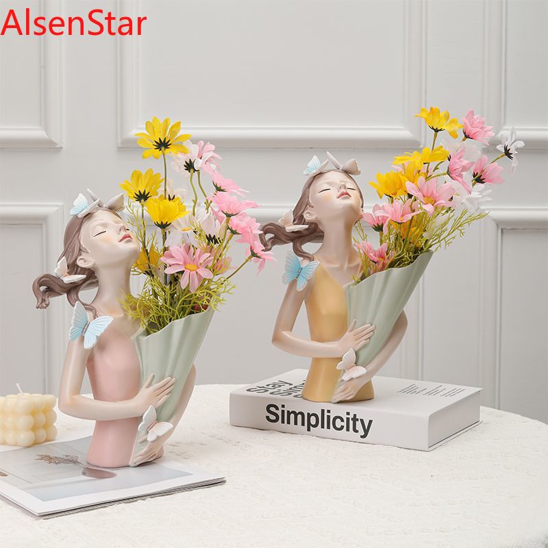 Resin Art Dining Table - Vaso Decorativo Nordic Flower Girl, Ornamenti