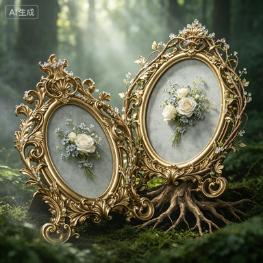 Resin Art Gift For Wedding - Cornice Ovale in Resina Dorata Stile