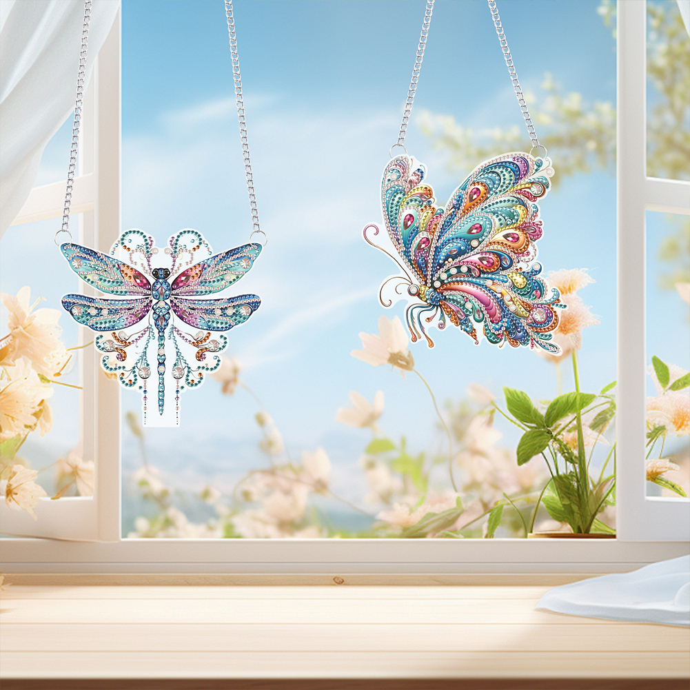 Resin Art Hanging - 2 Pezzi Decorazioni per Finestre in